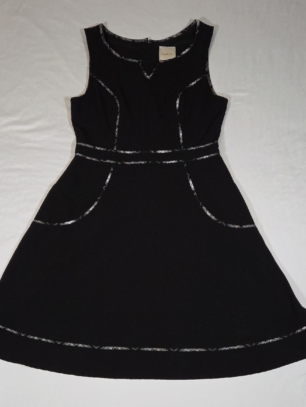 Modcloth Black With Gray Plaid Accents Size Large Dress